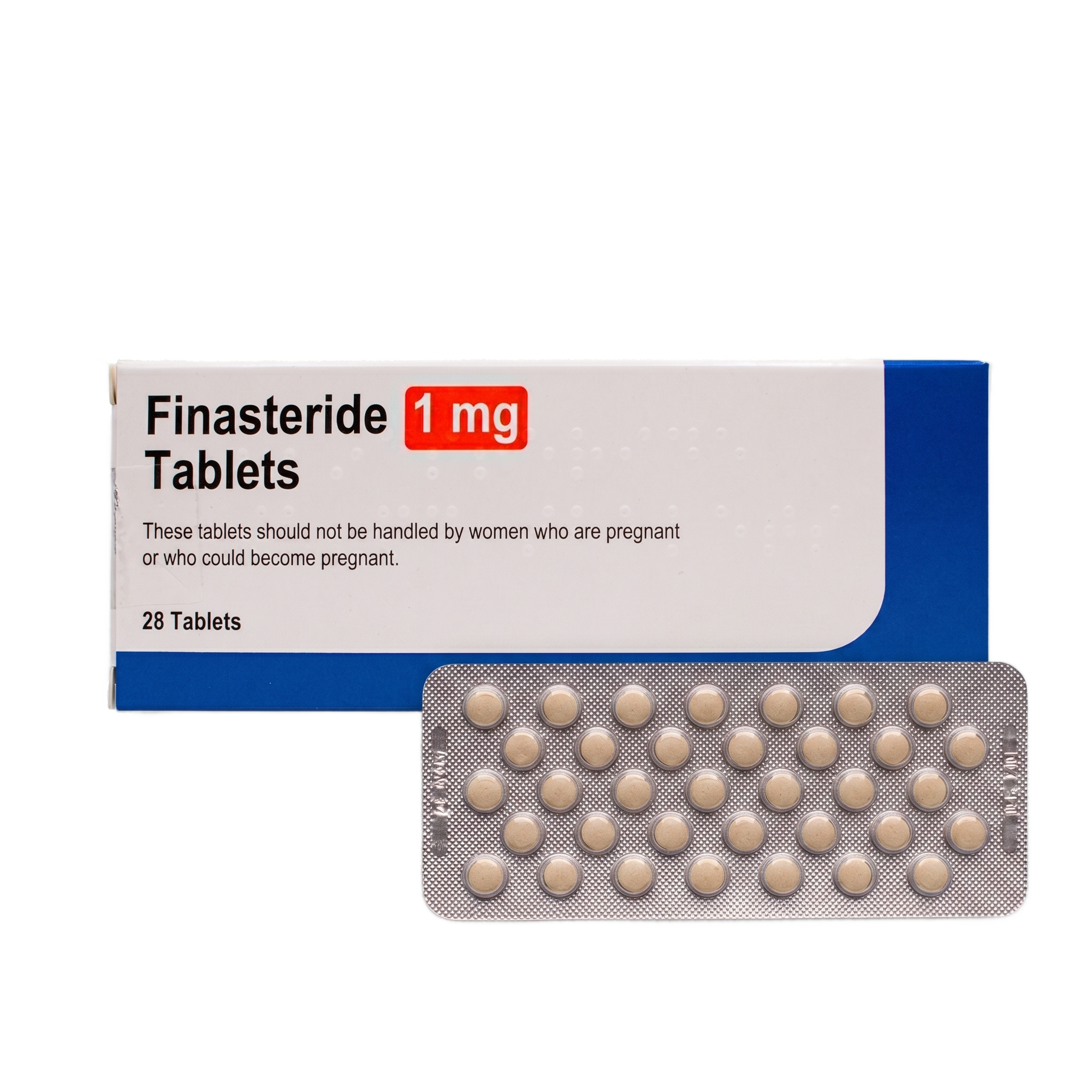 Finasteride 1mg tablets box of 28 with blister strip of round tablets