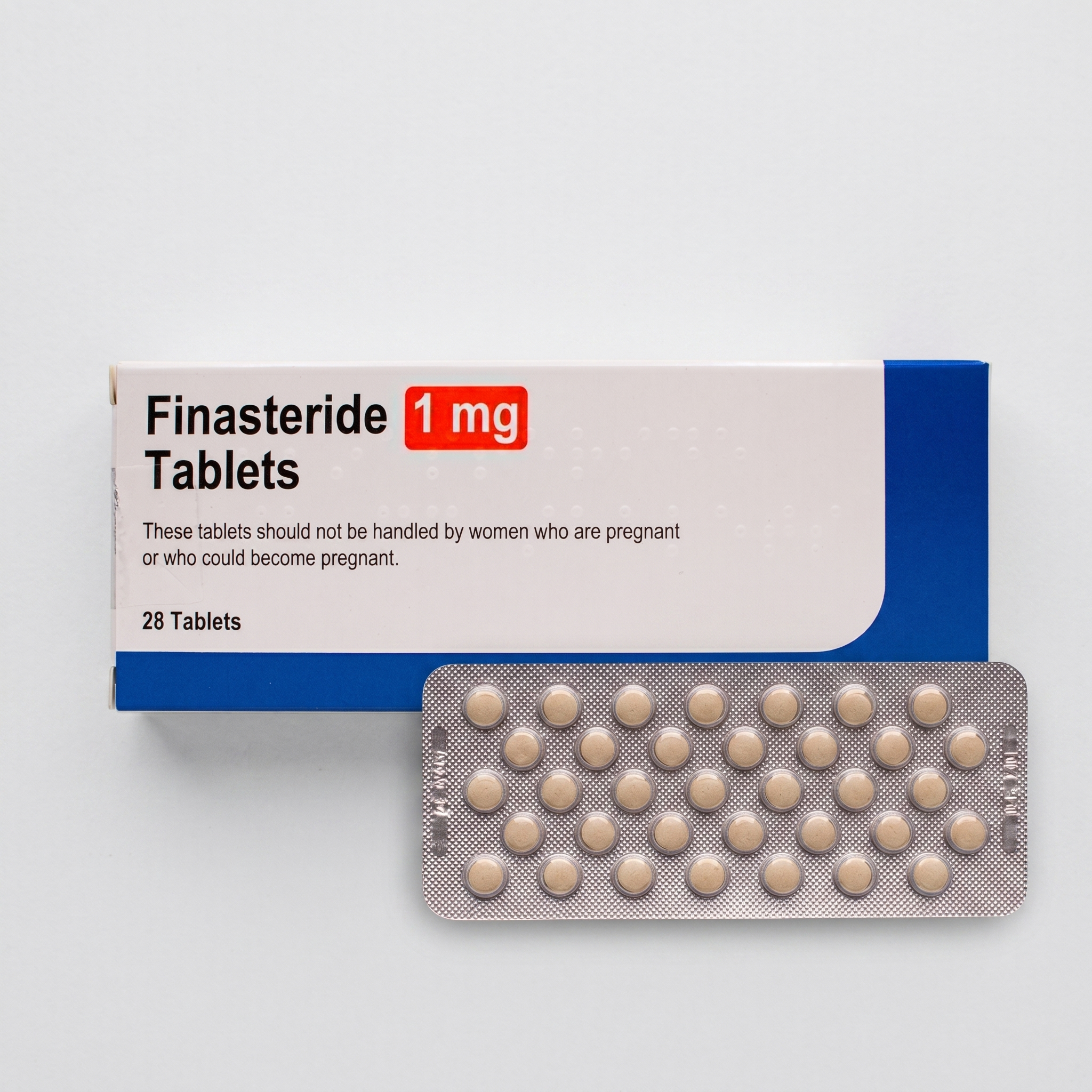 Finasteride 1mg tablets box of 28 with blister strip of round tablets